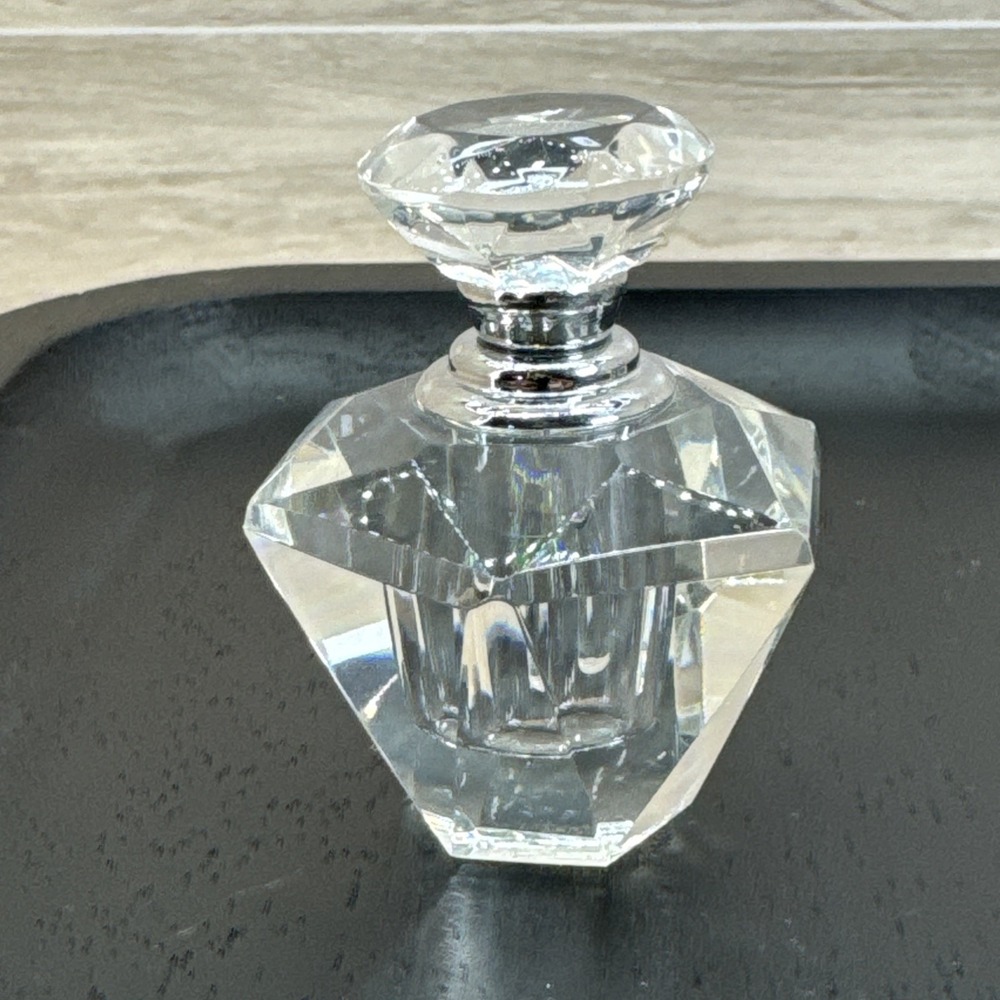 Oleg Cassini Lot Of 3 Crystal Small Perfume Bottle Glass Dauber Geometric Shape - Picture 3 of 16